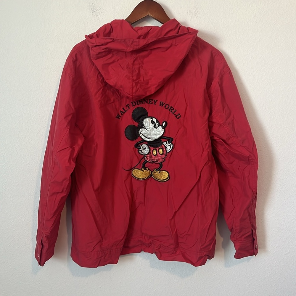 DISNEY PARKS Vintage Red Hooded Windbreaker Zip Up Jacket - Picture 5 of 5